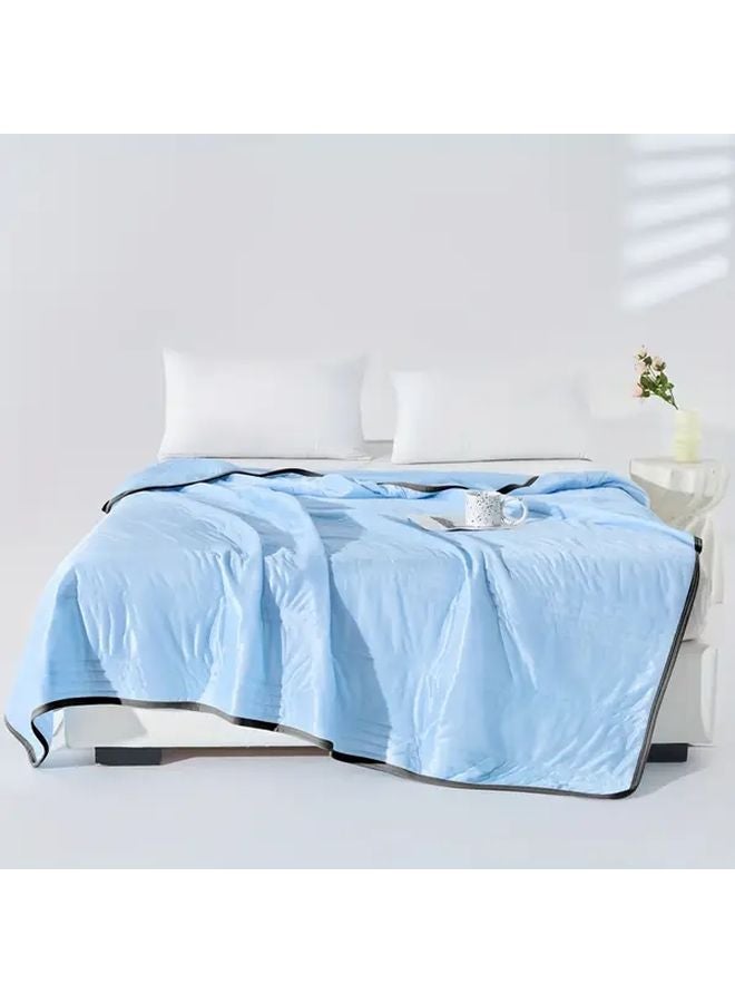 Serene Sleep All Season Cooling Quilt Lightweight Lake Blue Machine Washable 78 74 by 90 55 Inches - Image 2